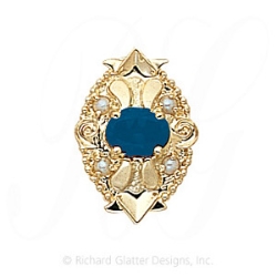 GS312 S/PL - 14 Karat Gold Slide with Sapphire center and Pearl accents 